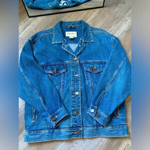 VTG Eddie Bauer Denim Jacket Jean Jacket Bomber Blue Cotton Size M